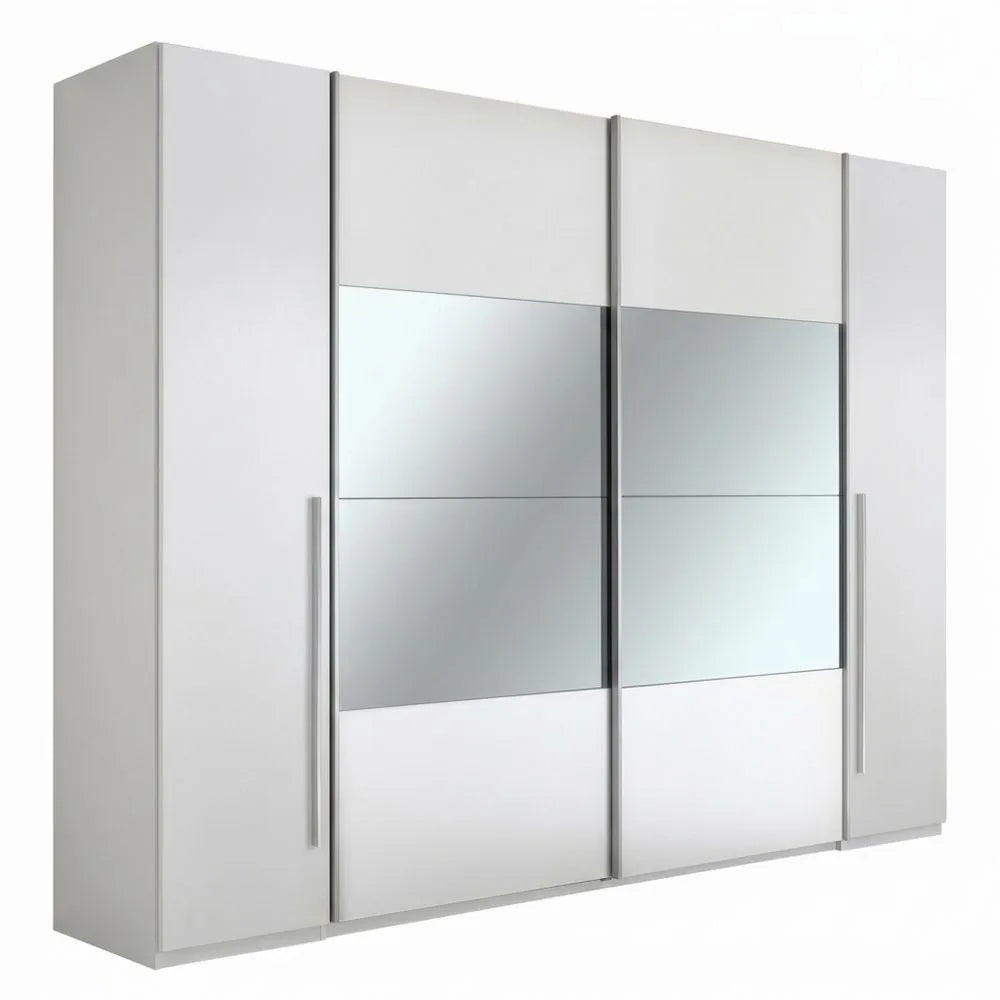 Eleganter Kleiderschrank mit Spiegel und Schiebetüren, Weiß, 315x226x60 cm